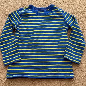 Mini Boden Striped Blue and Yellow Long Sleeve Tee